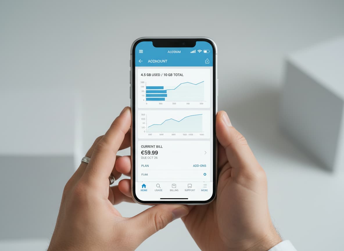 Téléphone affichant une application de gestion de compte
