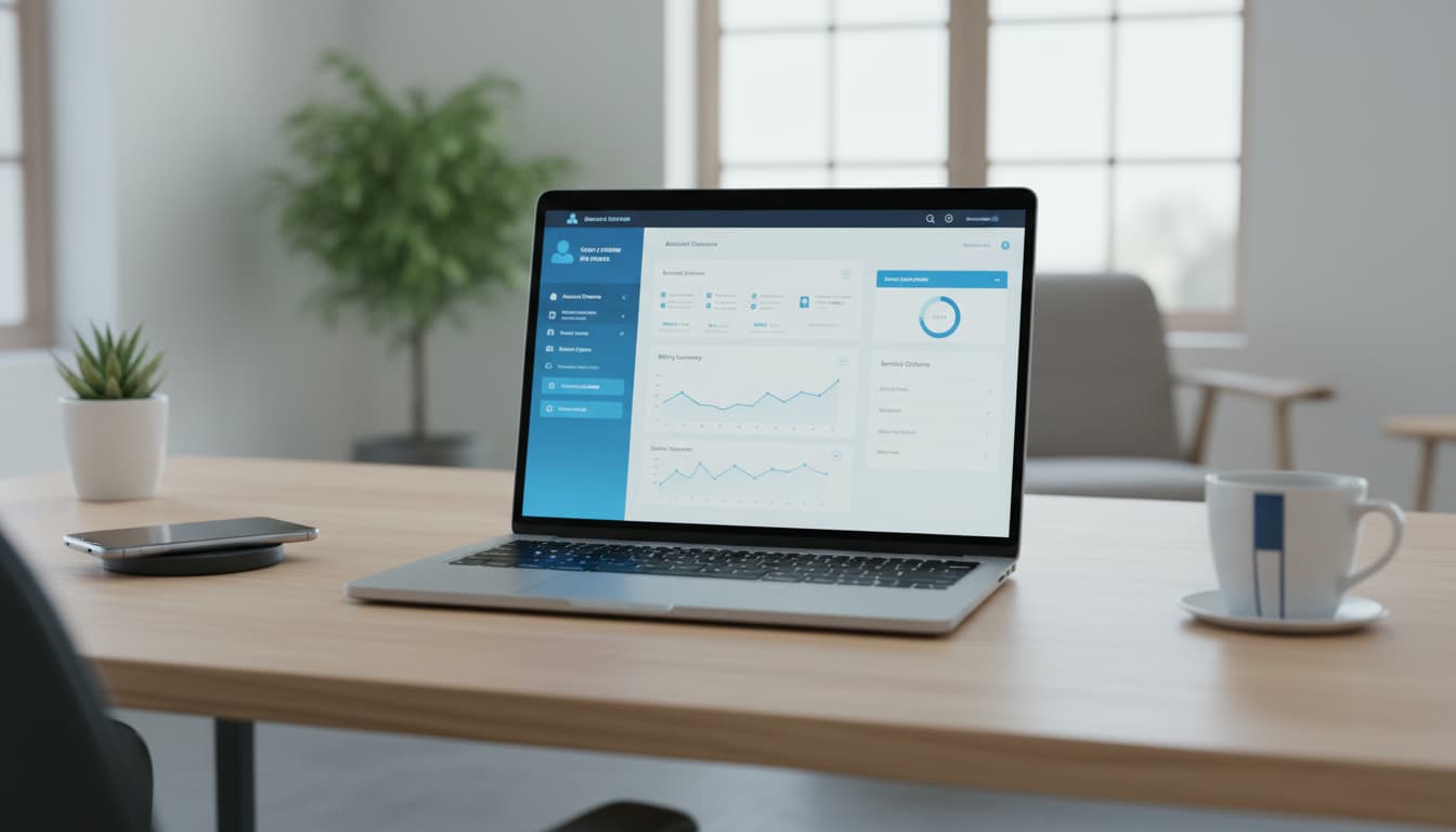 Personne consultant un espace client sur ordinateur