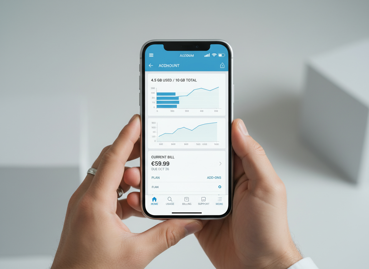 Téléphone affichant une application de gestion de compte